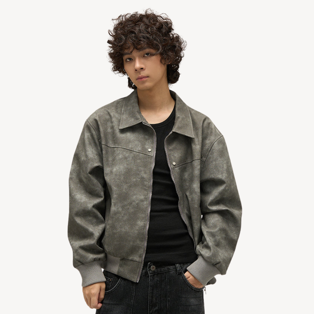 Men's Faux Leather Bomber Jacket | Loravelle