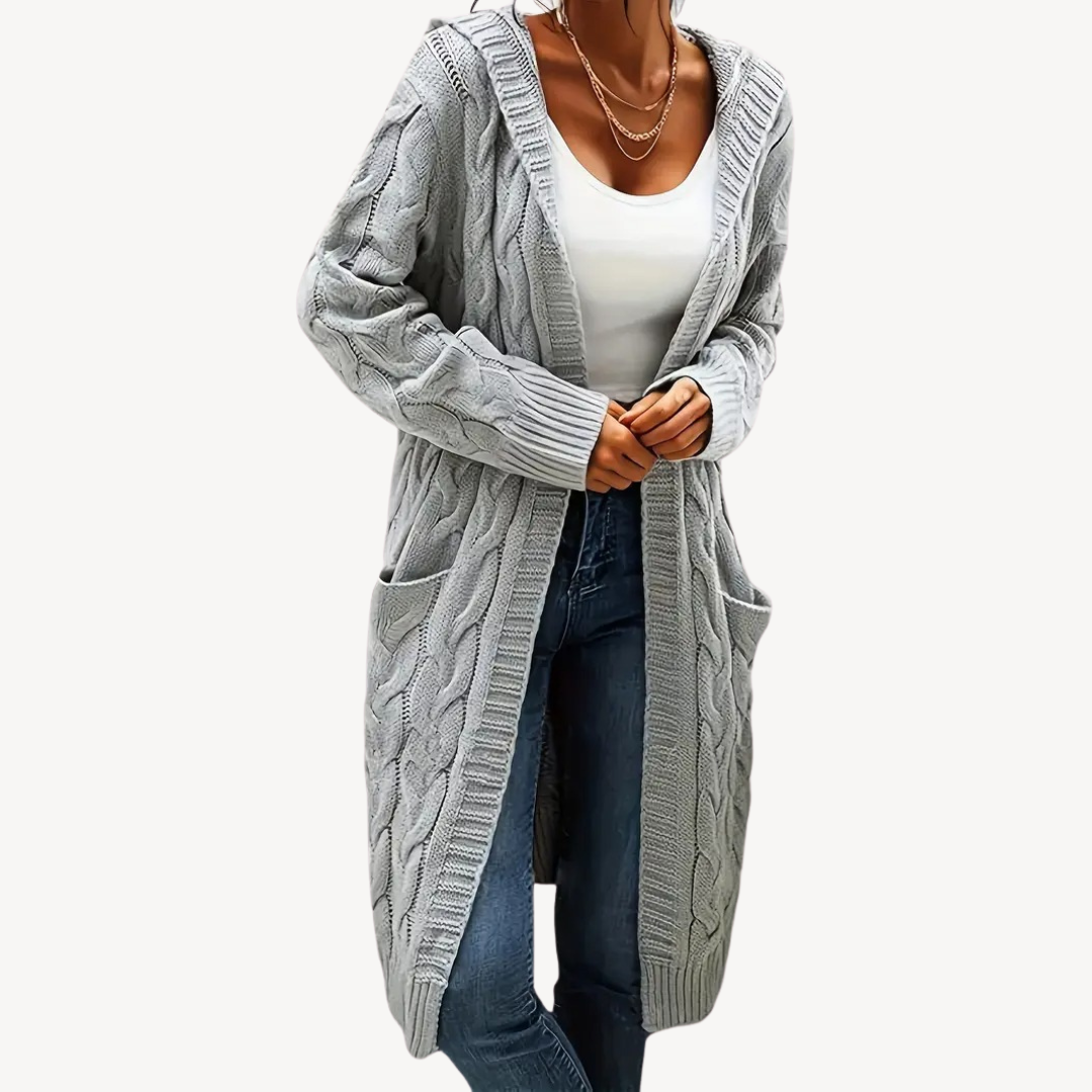 Cable Knit Hooded Cardigan | Loravelle