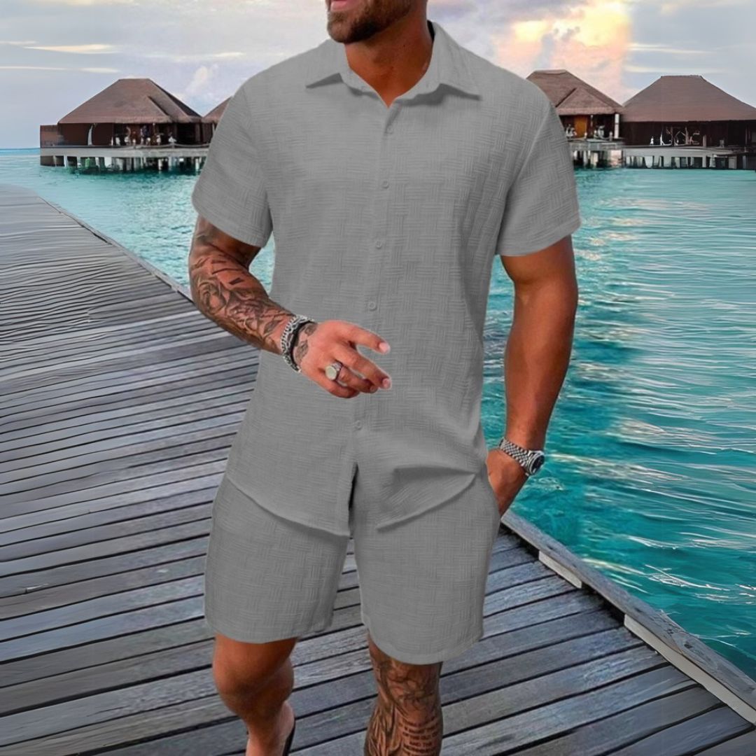 Linen Short Sleeve Shirt Shorts Men | Loravelle