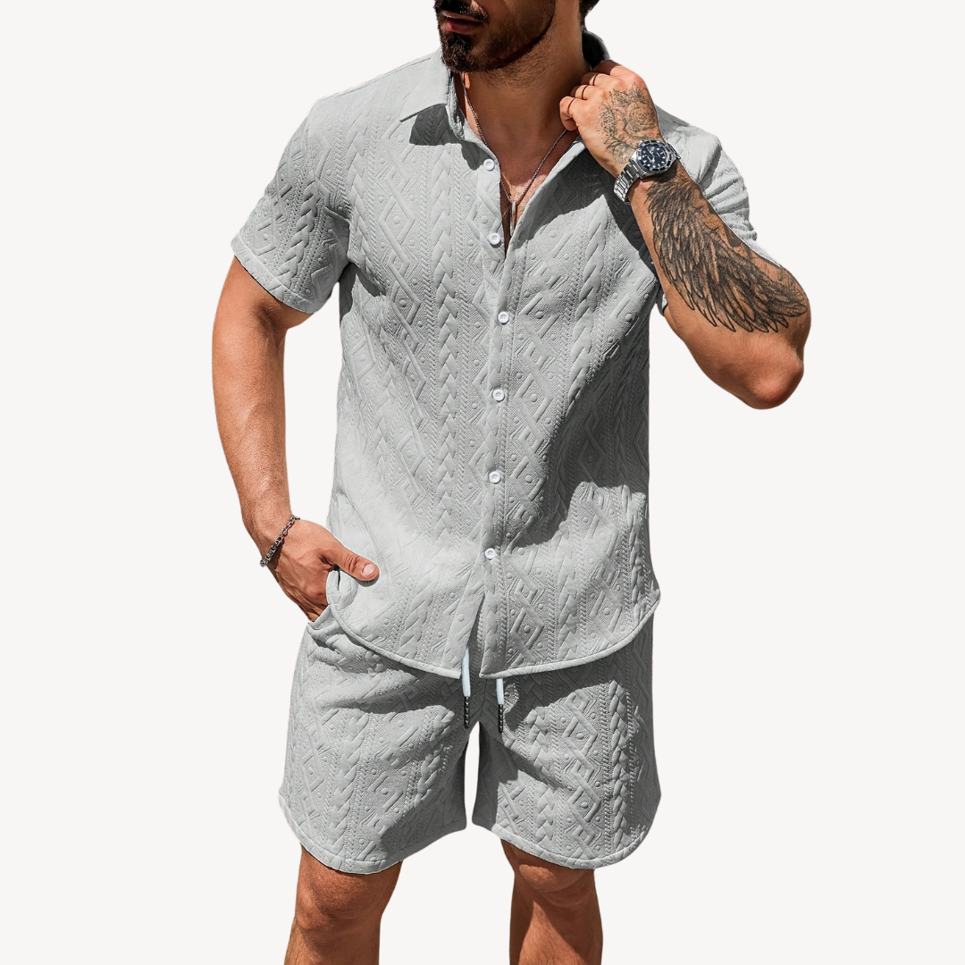 Men's Textured Knit Short Set | Loravelle