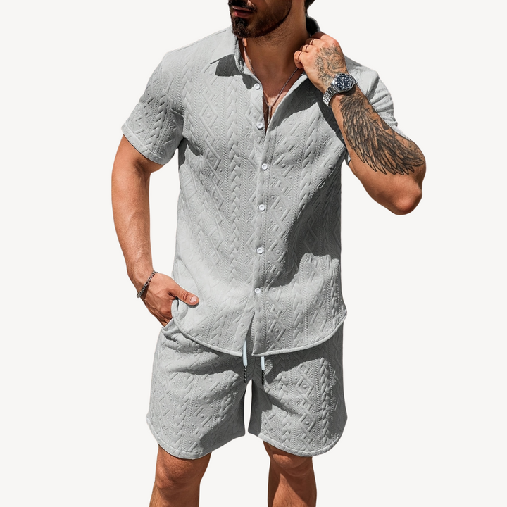 Men's Textured Knit Short Set | Loravelle