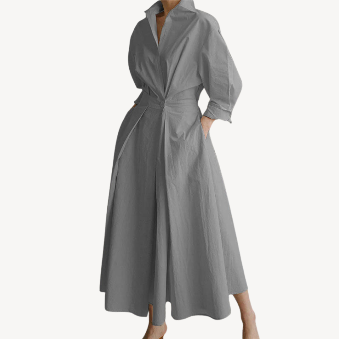 Women's Cotton Linen Blend Shirt Dress | Loravelle