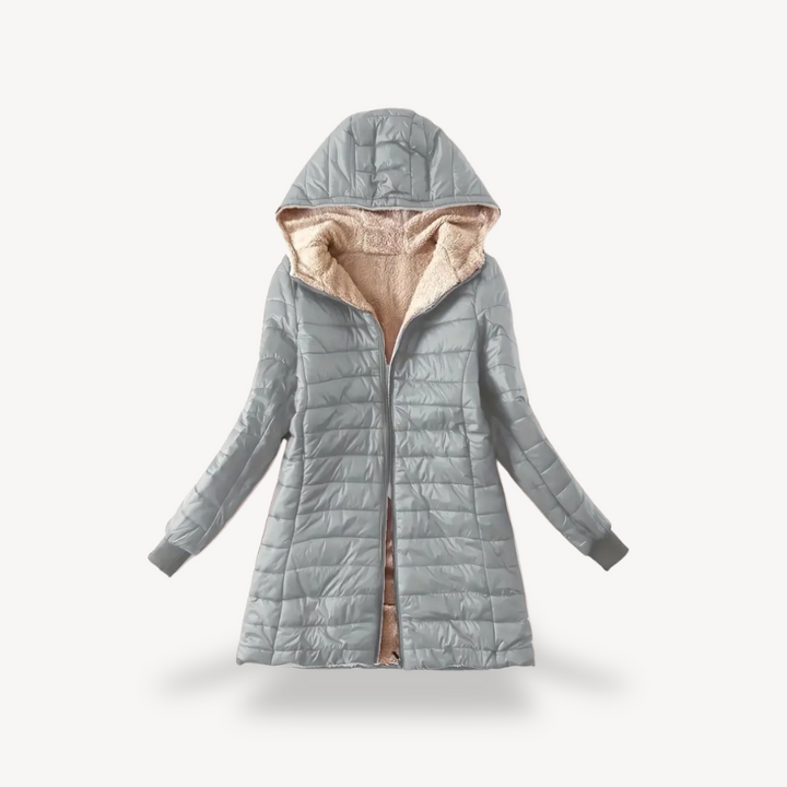 Women's Hooded Puffer Jacket with Sherpa Lining | Loravelle