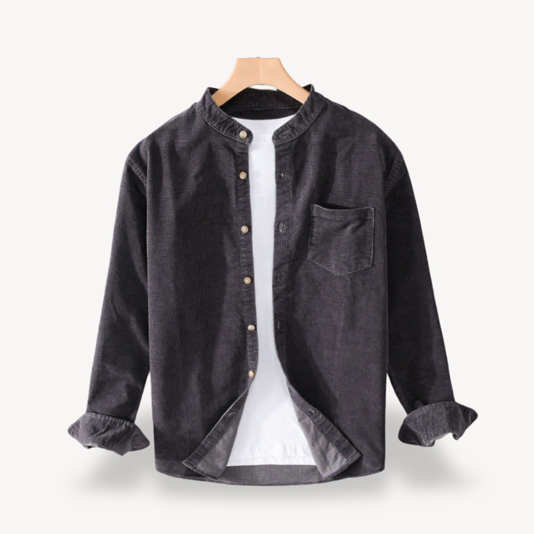 Corduroy Stand Collar Shirt for Men | Loravelle