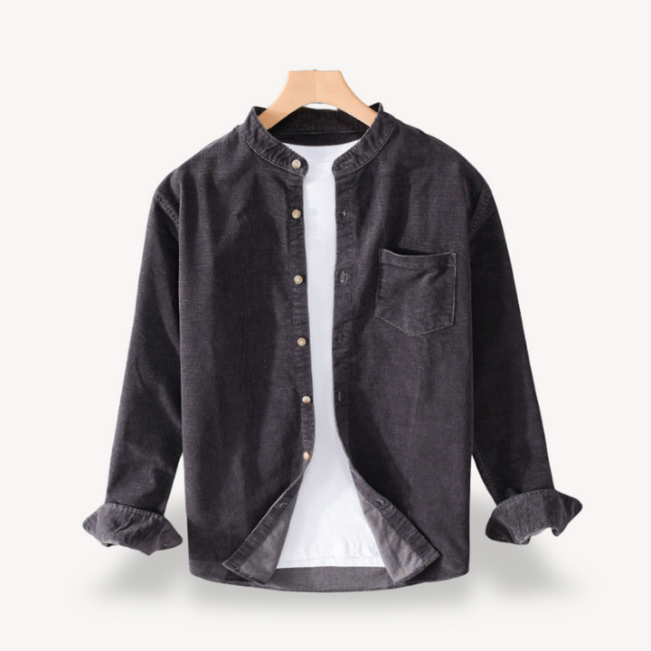 Corduroy Stand Collar Shirt for Men | Loravelle