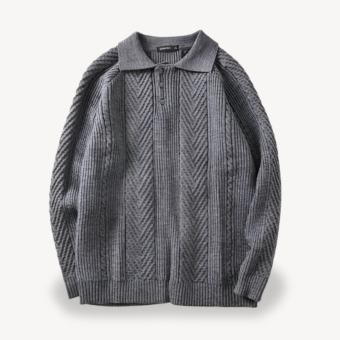 Cable Knit Polo Sweater for Men | Loravelle