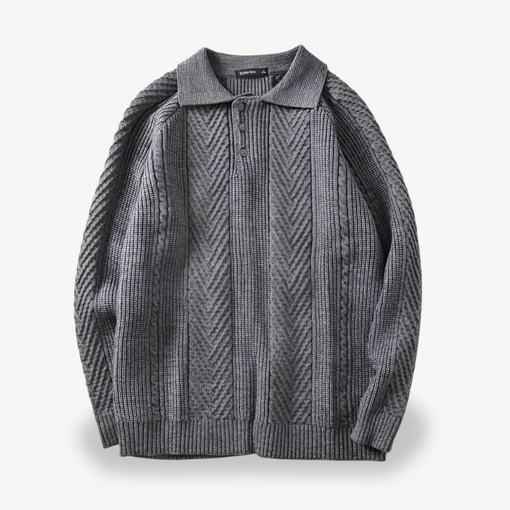 Cable Knit Polo Sweater for Men | Loravelle