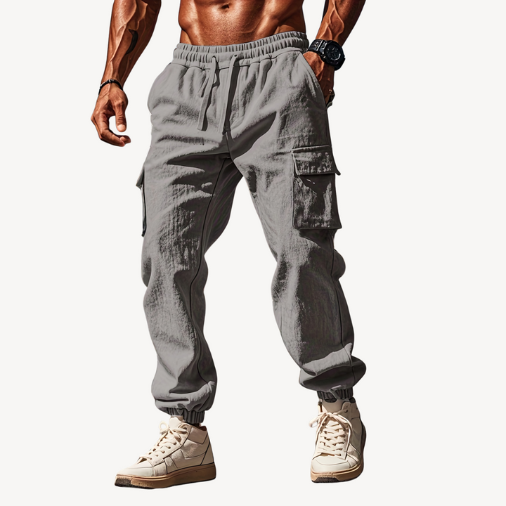 Men’s Linen Cargo Pants – Drawstring Casual Utility Trousers | Loravelle