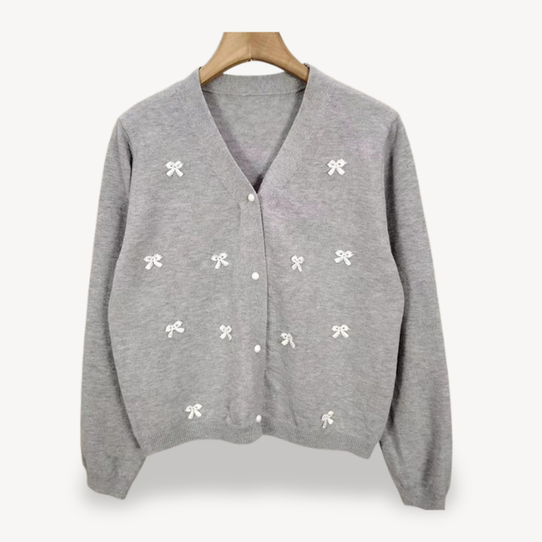 Women’s Embroidered Bow Cardigan | Loravelle