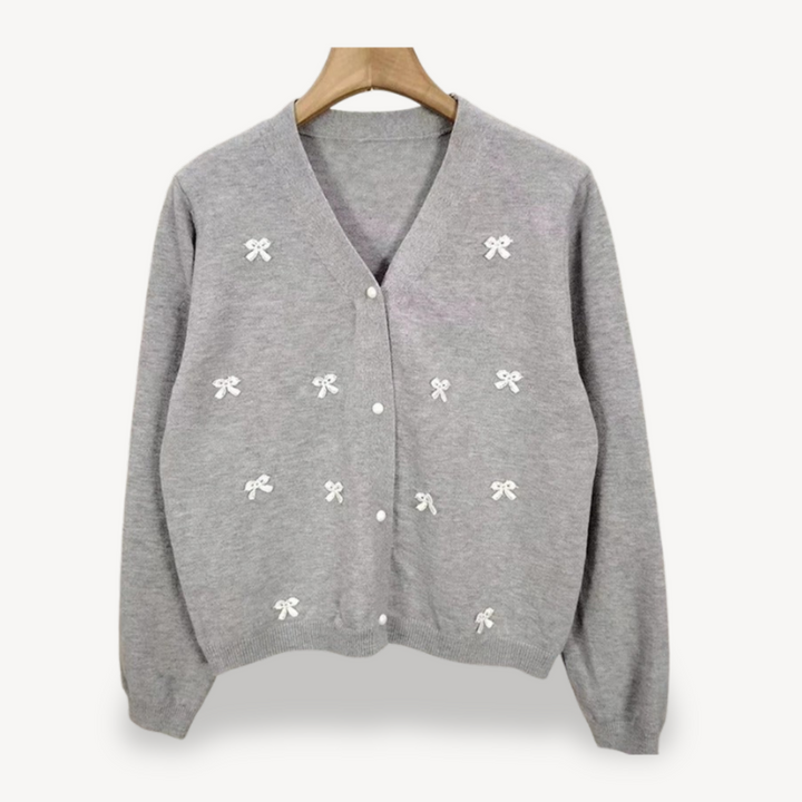 Women’s Embroidered Bow Cardigan | Loravelle