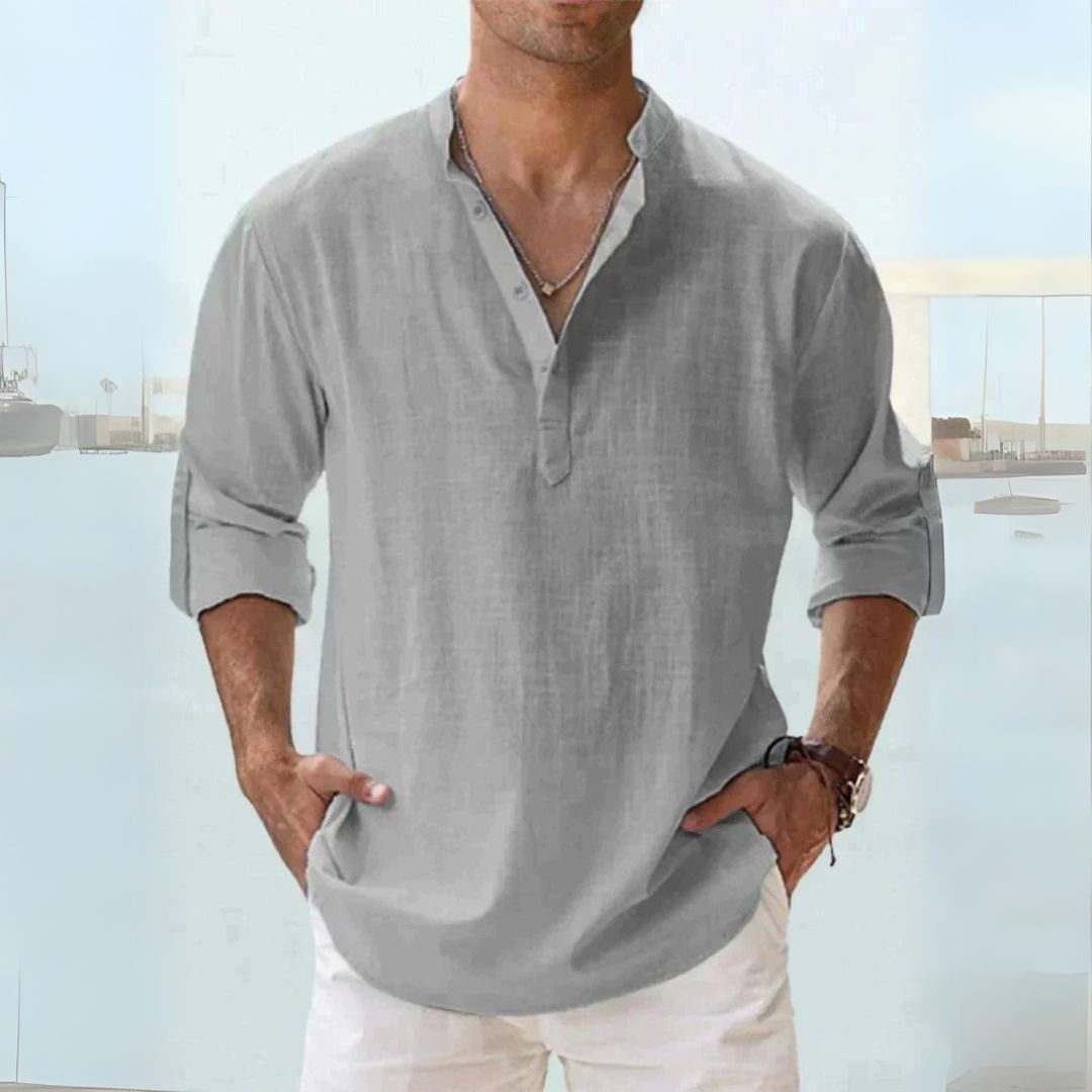 Linen Henley Shirt Men | Loravelle