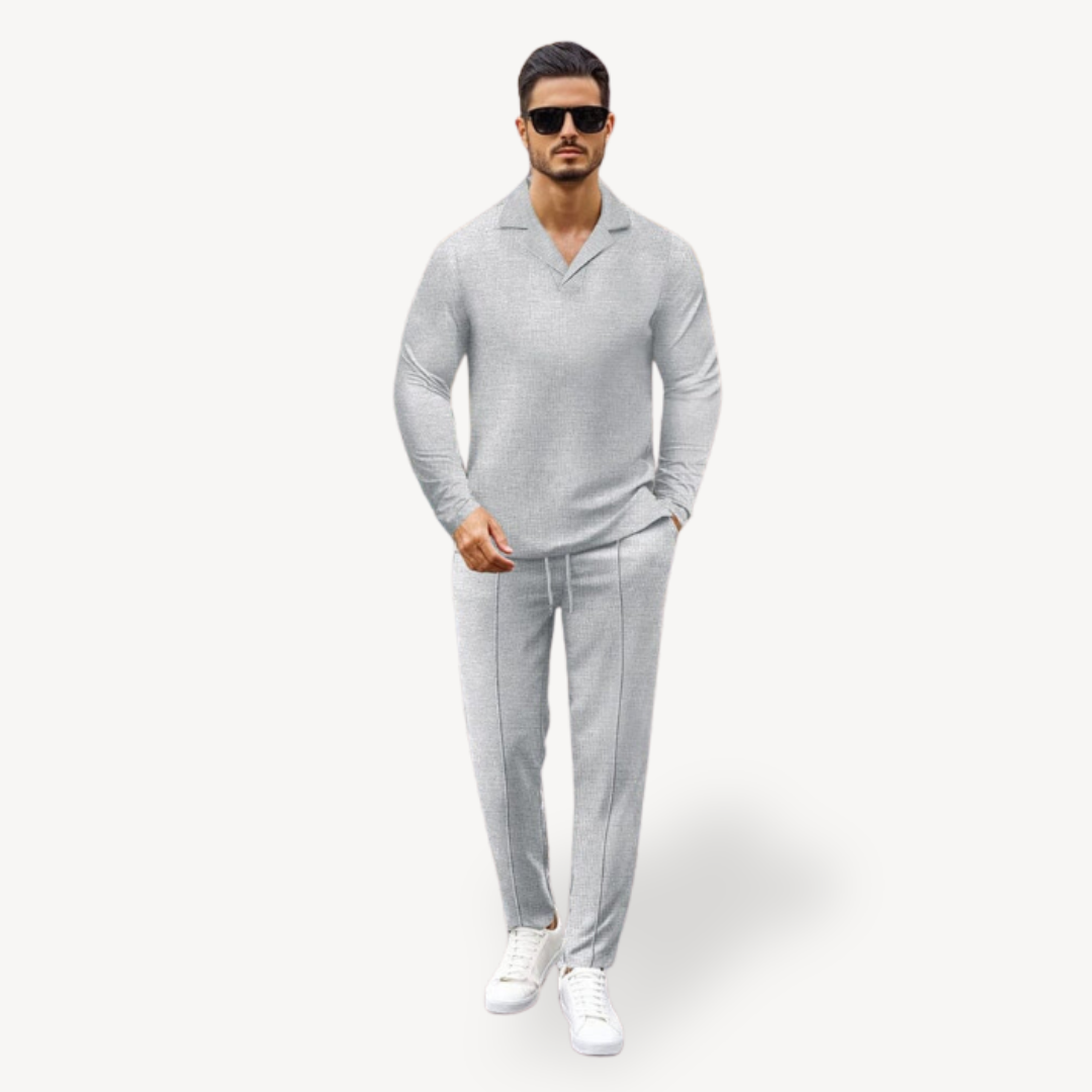 Men’s Casual Long Sleeve Polo Shirt with Drawstring Pants | Loravelle