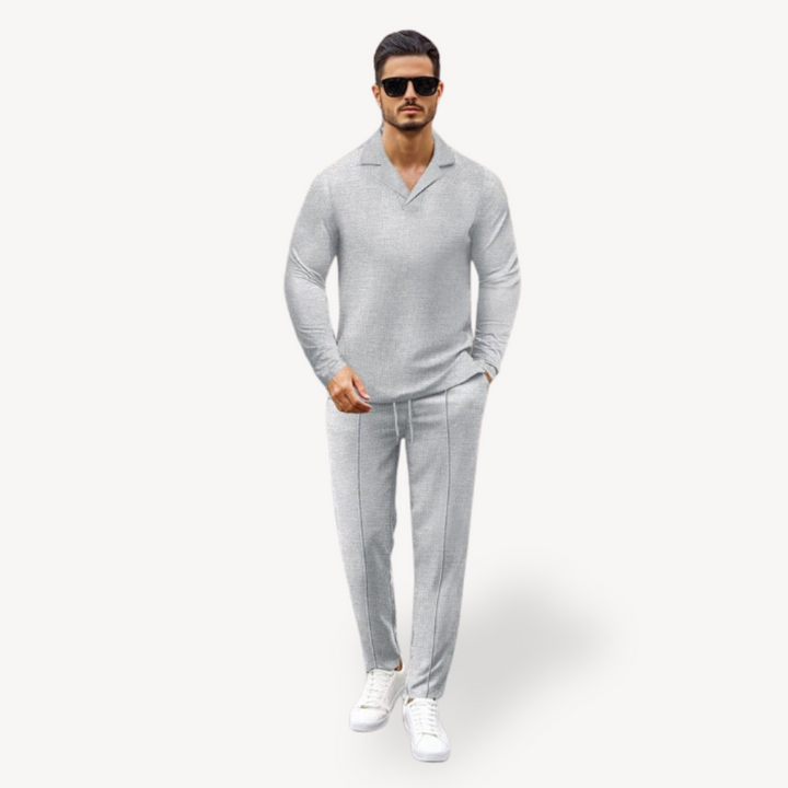 Men’s Casual Long Sleeve Polo Shirt with Drawstring Pants | Loravelle