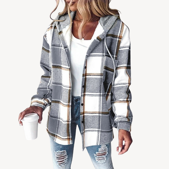 Plaid Hooded Shirt Jacket | Loravelle