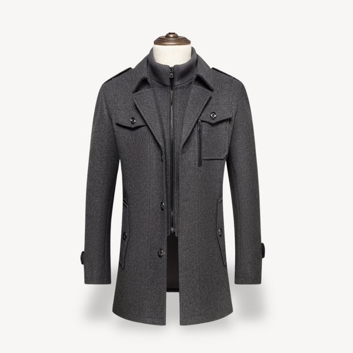 Men's Wool Blend Peacoat with Inner Bib | Loravelle