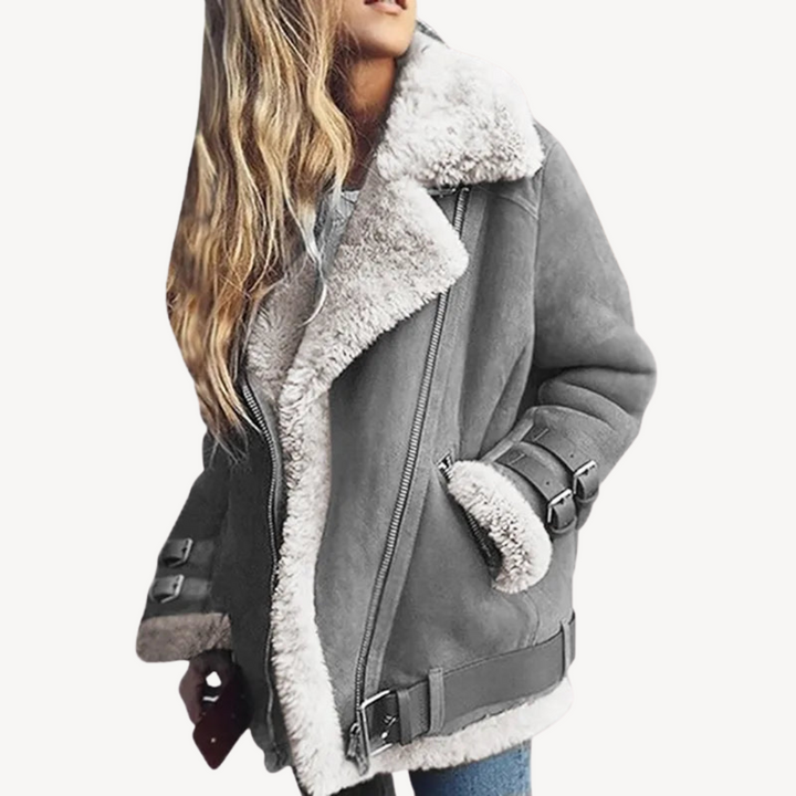 Shearling-Lined Biker Jacket for Women | Loravelle