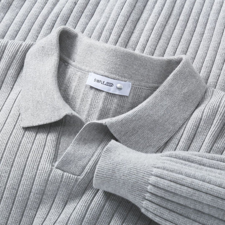 Men's Ribbed Knit Polo Sweater | Loravelle