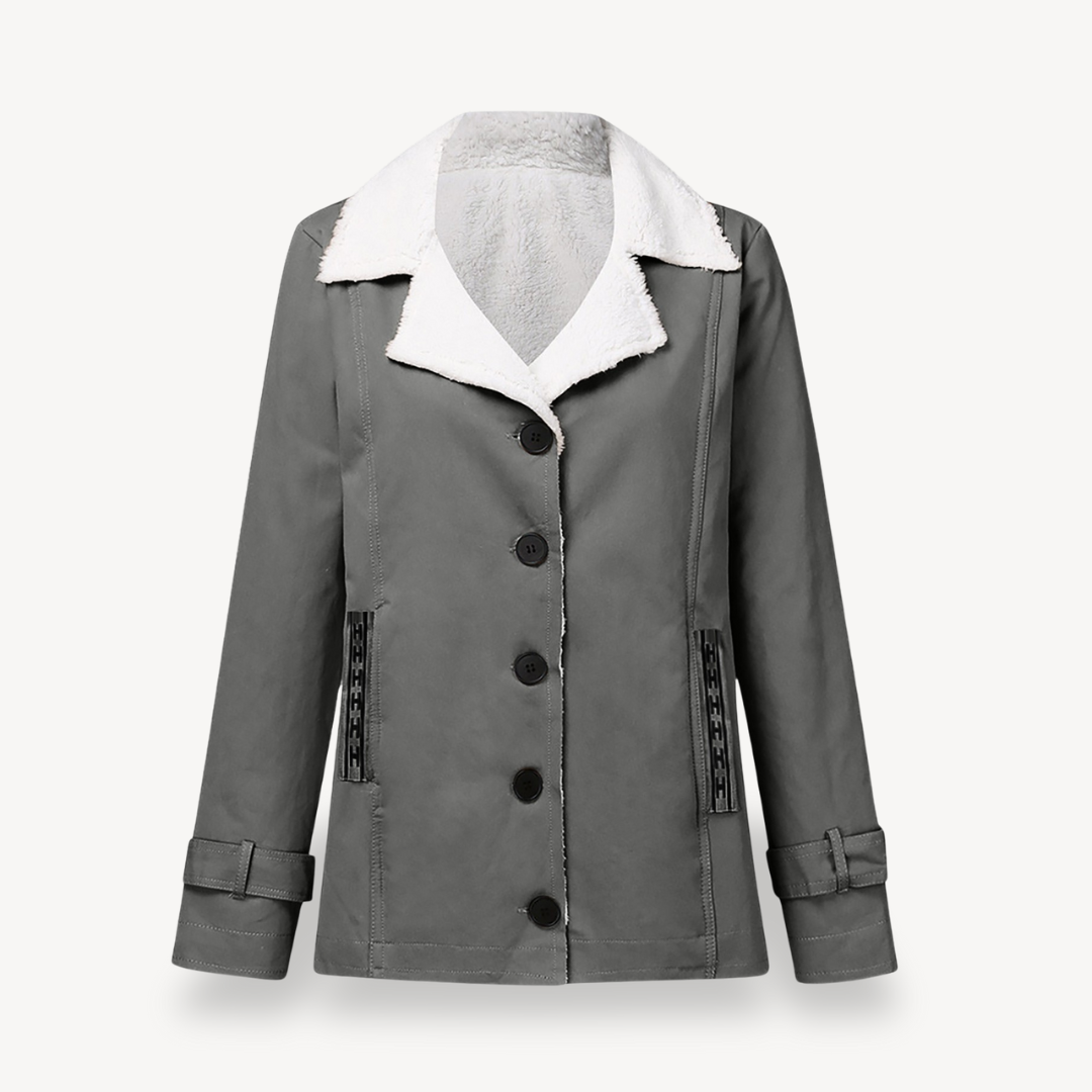 Women’s Fleece-Lined Coat with Buttons | Loravelle