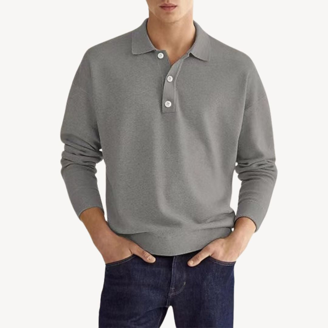Men's Knit Polo Shirt Long Sleeve | Loravelle