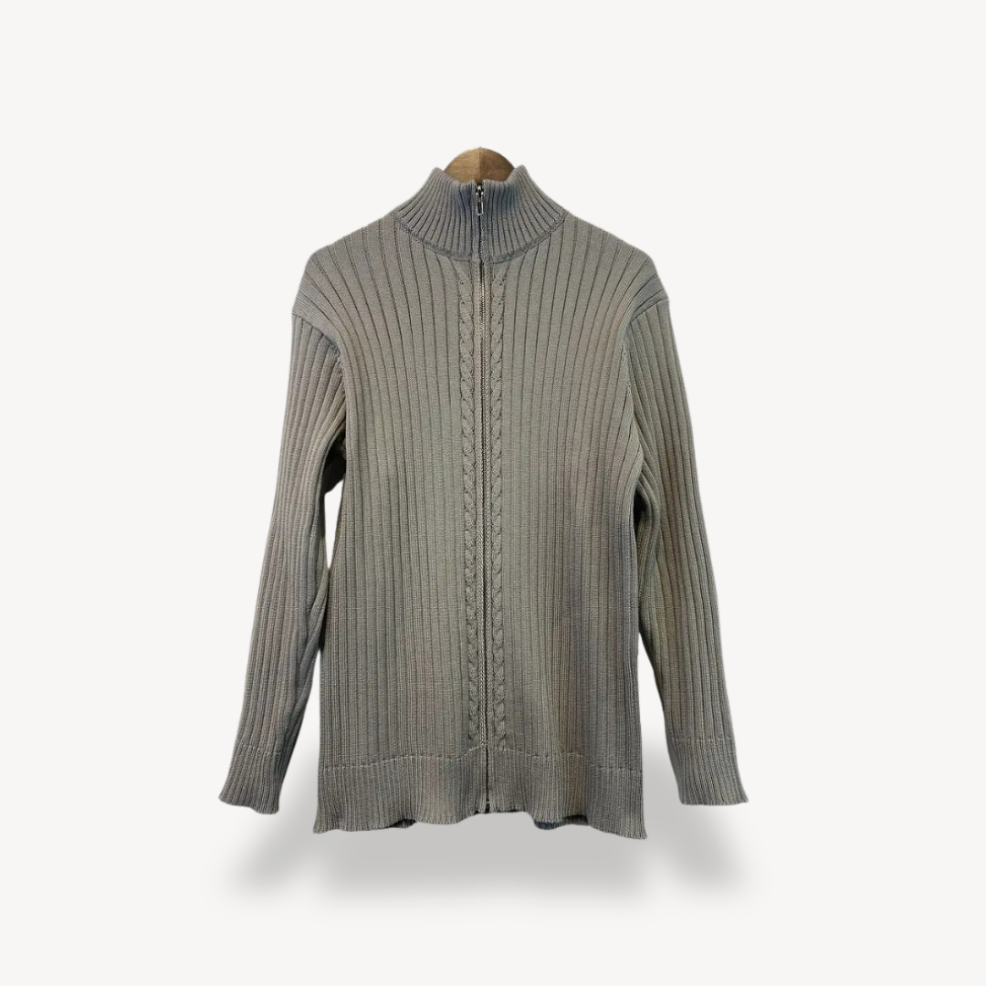 Ribbed Zip-Up Sweater for Men | Loravelle