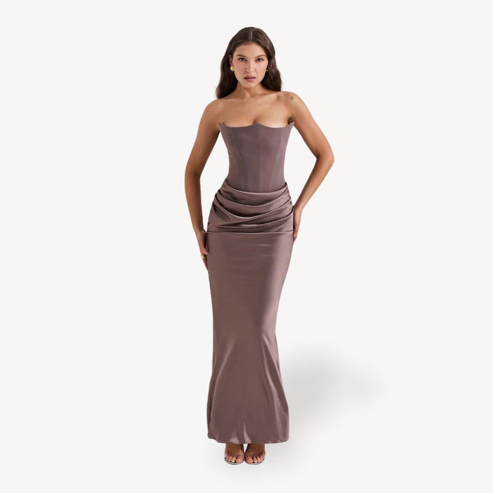 Strapless Satin Corset Gown Women's Dress | Loravelle