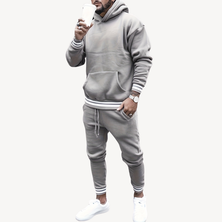 Men's Striped Hoodie Tracksuit Set Polyester | Loravelle