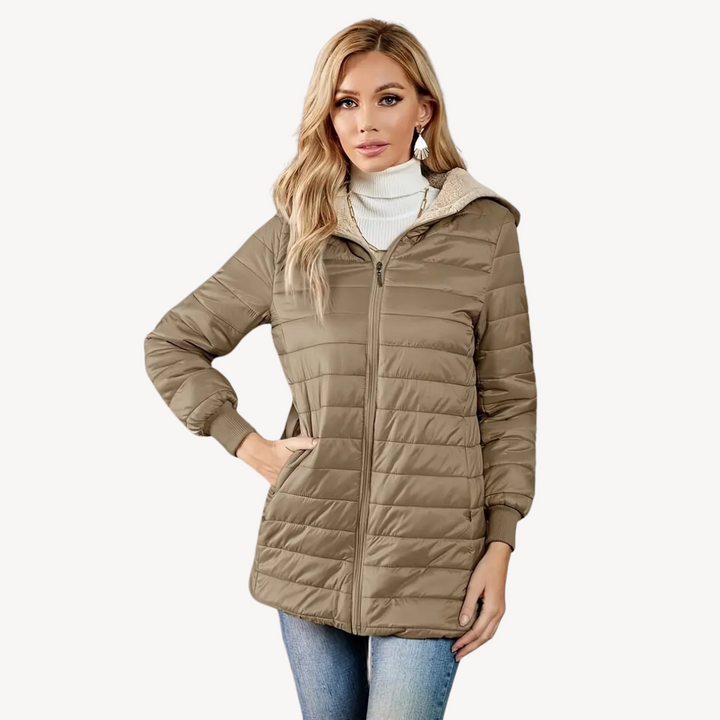 Women’s Faux Fur Lining Quilted Hooded Jacket | Loravelle