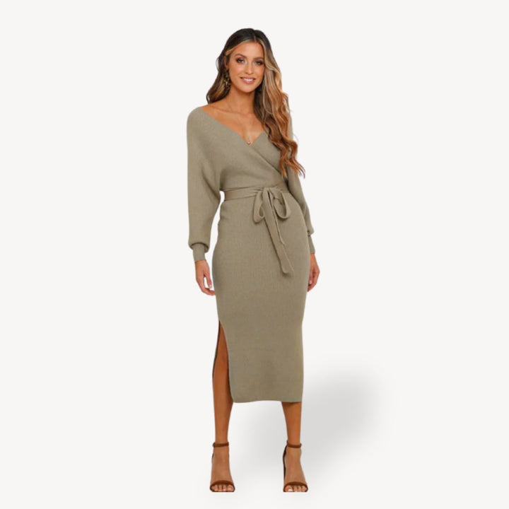 Women's Knit Wrap Sweater Dress | Loravelle