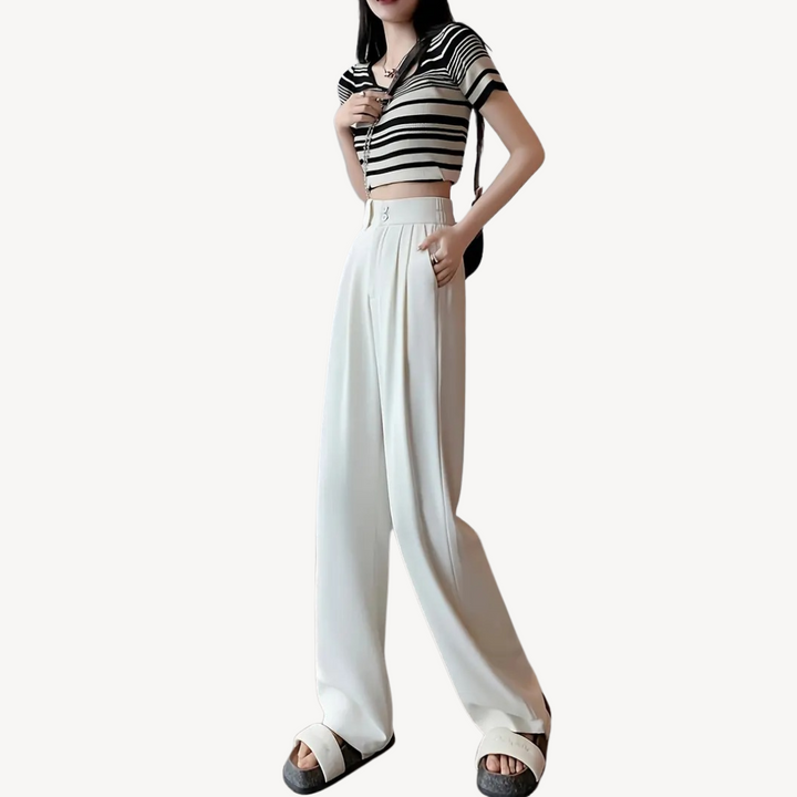Wide-Leg Pleated Pants for Women | Loravelle