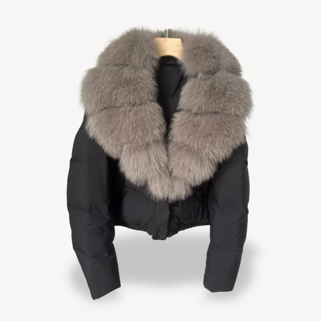 Winter Puffer Jacket with Faux Fur Collar for Women | Loravelle