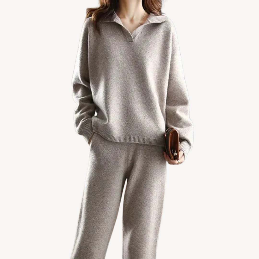 Casual Polo Knit Sweater Set for Women | Loravelle