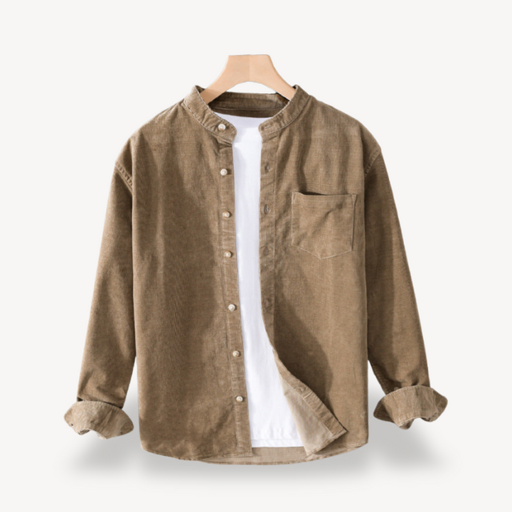 Corduroy Stand Collar Shirt for Men | Loravelle
