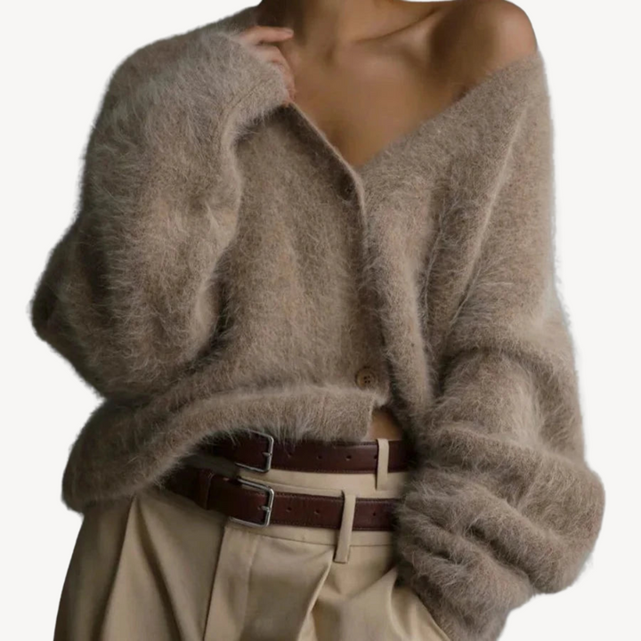 Women's Fluffy Cardigan Button Front| Loravelle