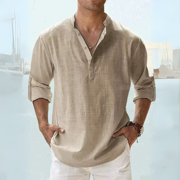 Men's Linen Henley Shirt | Loravelle