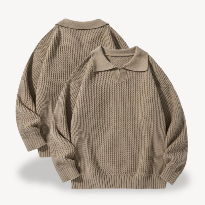 Men’s Waffle Knit Polo Sweater | Loravelle