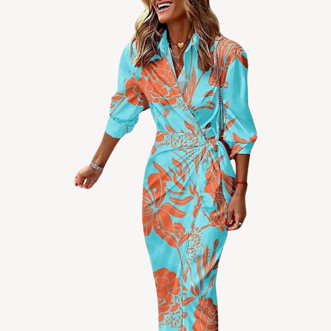 Loravelle | Women's Printed Satin Wrap Dress