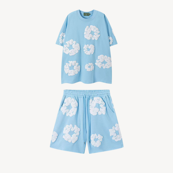 Cotton Wreath Floral Tee & Shorts Set Unisex | Loravelle