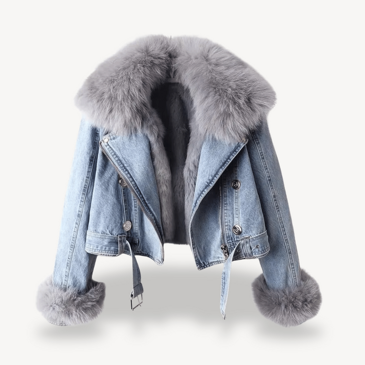 Faux Fur Lined Denim Jacket for Women | Loravelle