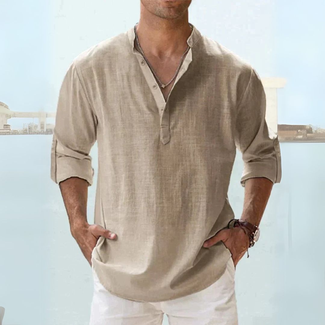 Linen Henley Shirt Men | Loravelle