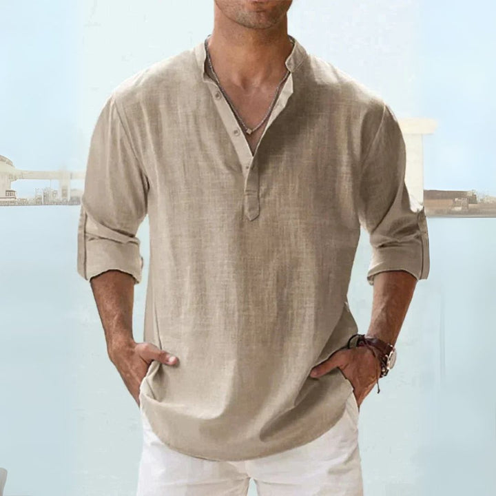 Linen Henley Shirt Men | Loravelle