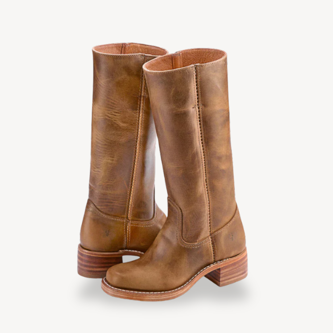 Unisex Orthopedic Leather Tall Boots with Classic Block Heel | Loravelle