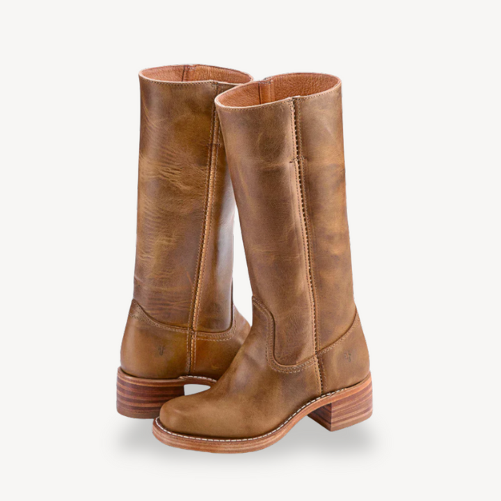 Unisex Orthopedic Leather Tall Boots with Classic Block Heel | Loravelle