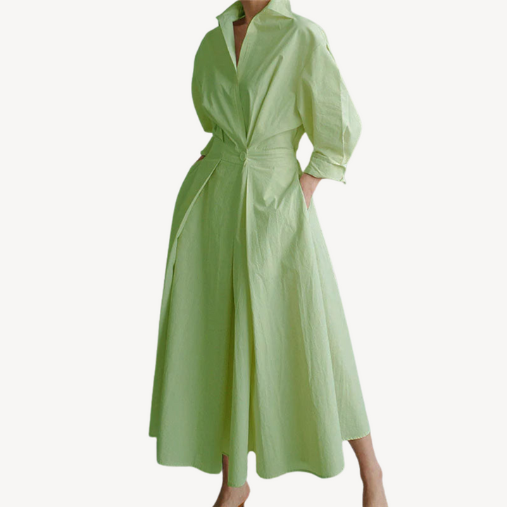 Women's Cotton Linen Blend Shirt Dress | Loravelle