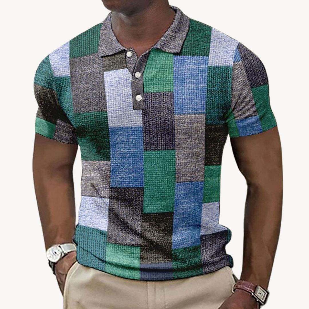 Men's Patchwork Print Polo Shirt Casual | Loravelle