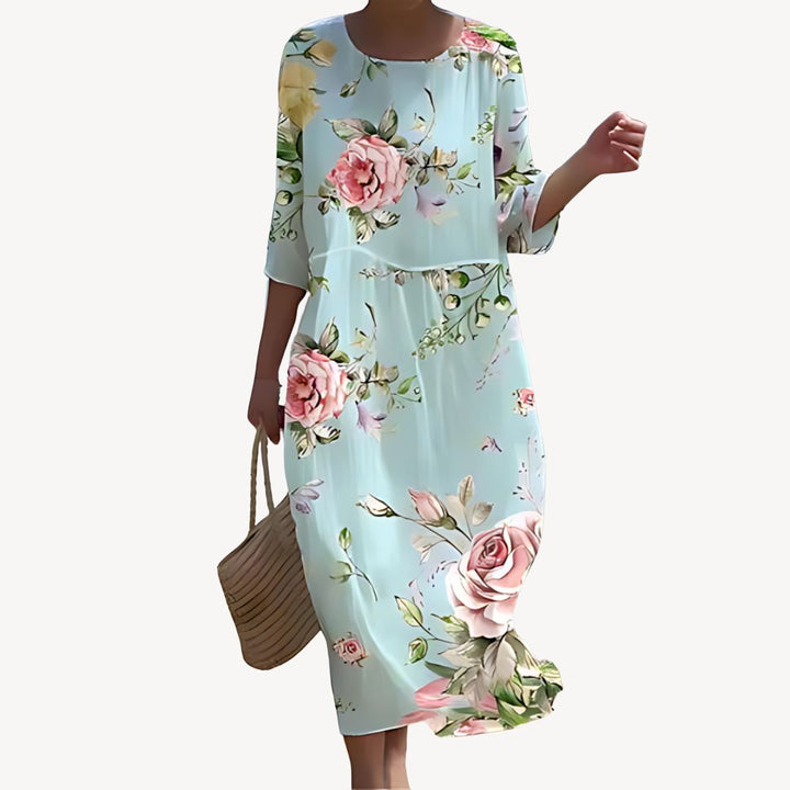 Print 3/4 Sleeve Midi Dress Women | Loravelle