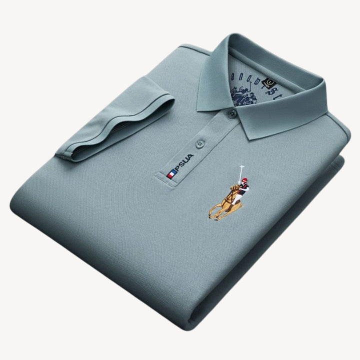 Men's Embroidered Cotton Pique Polo Shirt | Loravelle