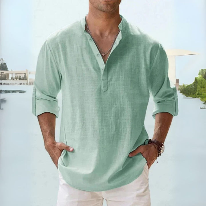 Men's Linen Henley Shirt | Loravelle