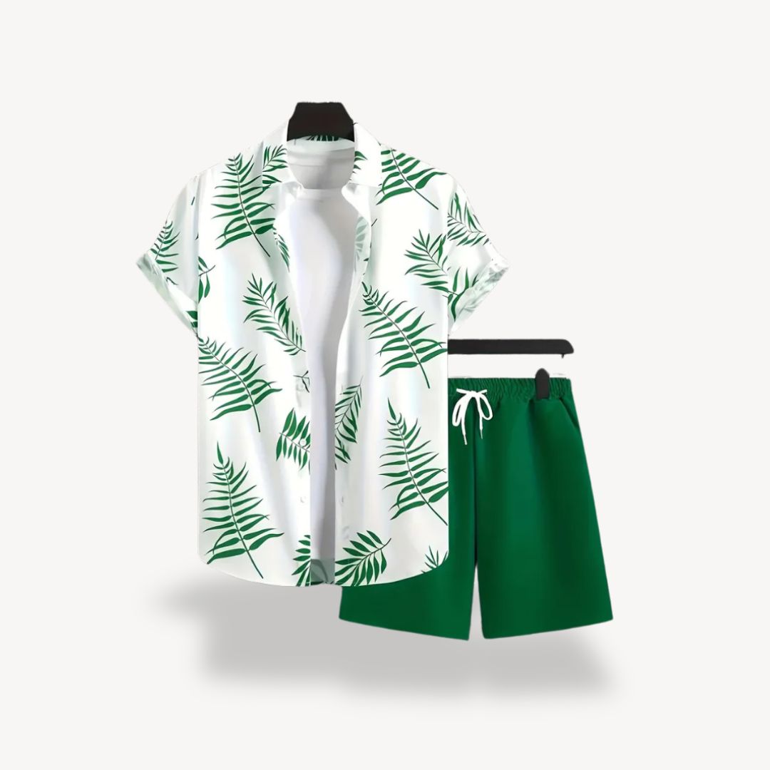 Men's Tropical Print Shirt Shorts Set | Loravelle