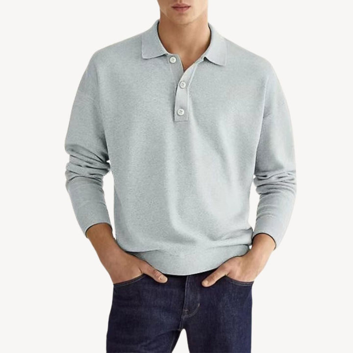Men's Knit Polo Shirt Long Sleeve | Loravelle