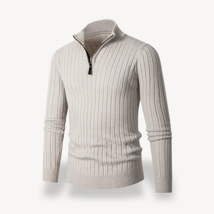 Men's Ribbed Quarter-Zip Sweater | Loravelle